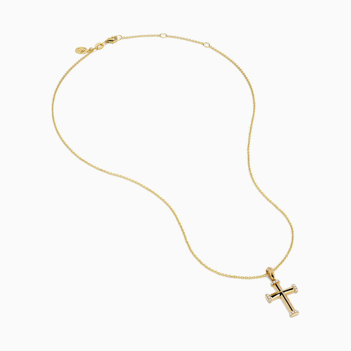 14K Yellow Gold Diamond Polished Cross Pendant