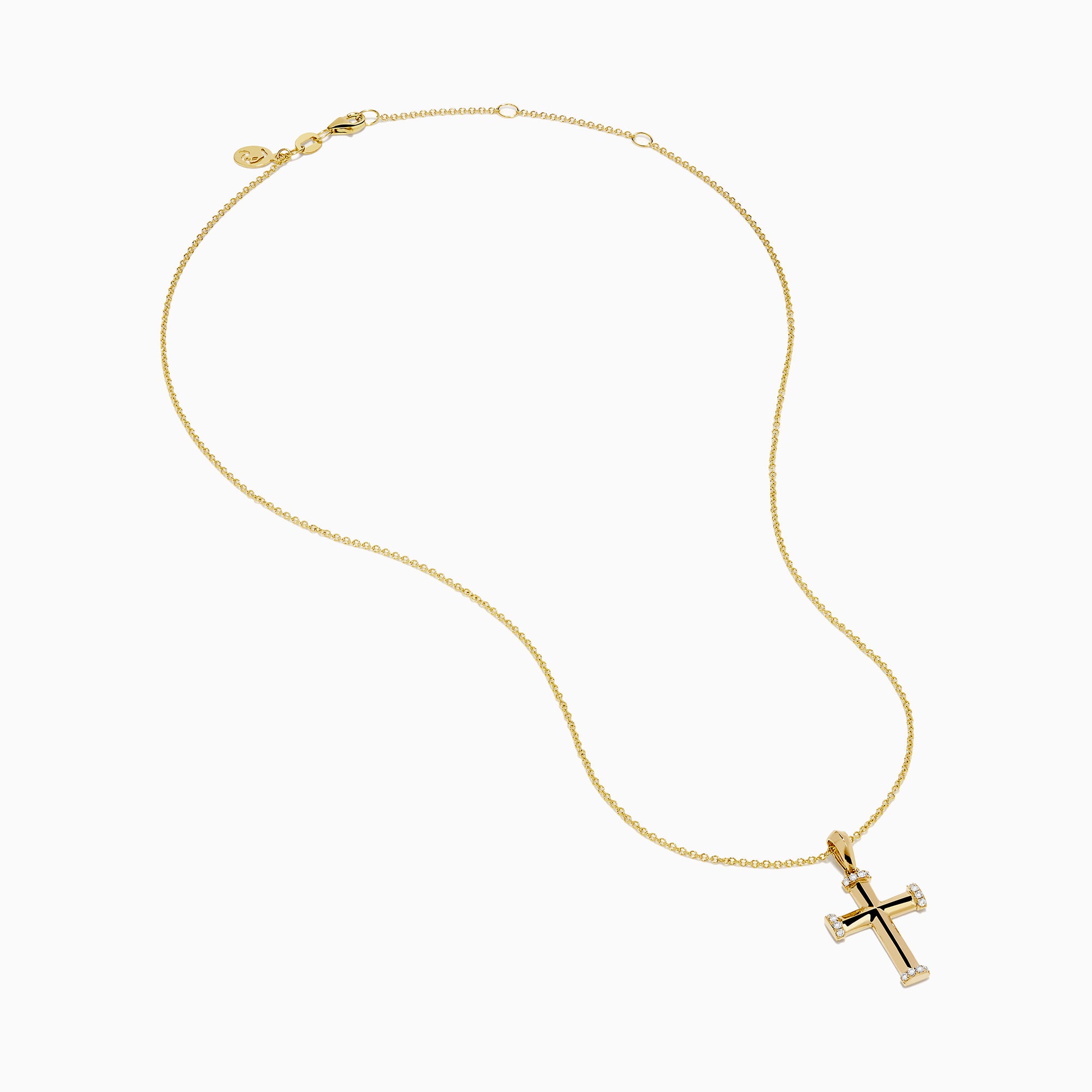 14K Yellow Gold Diamond Polished Cross Pendant