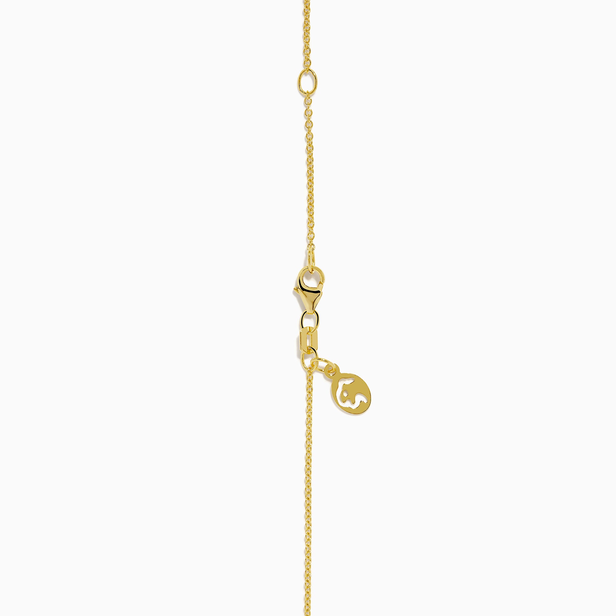 The Signature 14K Yellow Gold Black Diamond Panther Pendant features a panther head outline accented with black diamonds on a yellow gold chain, showcased on a white background.