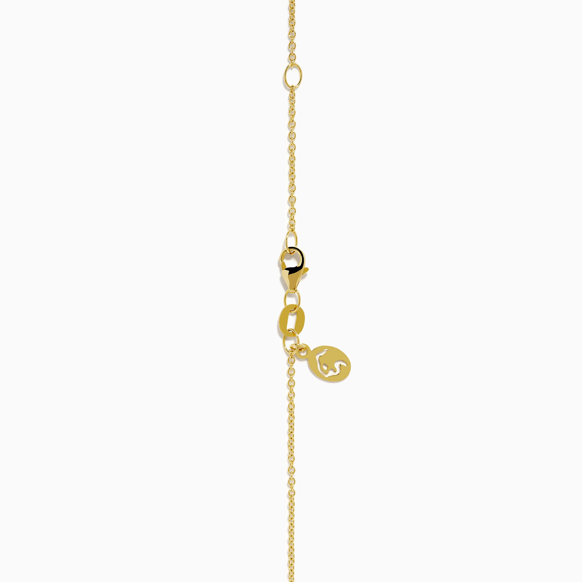 The 14K Yellow Gold Sculptural Oval Drop Pendant with Diamond Accents features an elegant oval design on a delicate chain, showcasing diamonds set in white metal at the top against a white background.