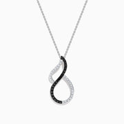 14K White Gold Black and White Diamond Vertical Infinity Pendant
