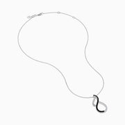 14K White Gold Black and White Diamond Vertical Infinity Pendant