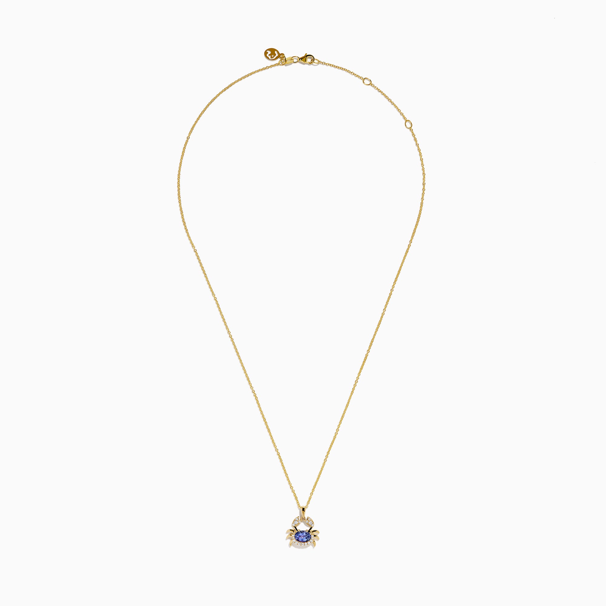 14K Yellow Gold Tanzanite and Diamond Crab Pendant