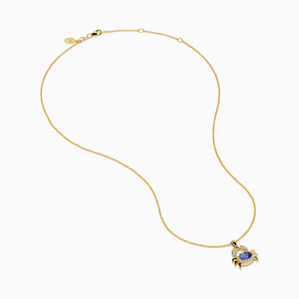 14K Yellow Gold Tanzanite and Diamond Crab Pendant