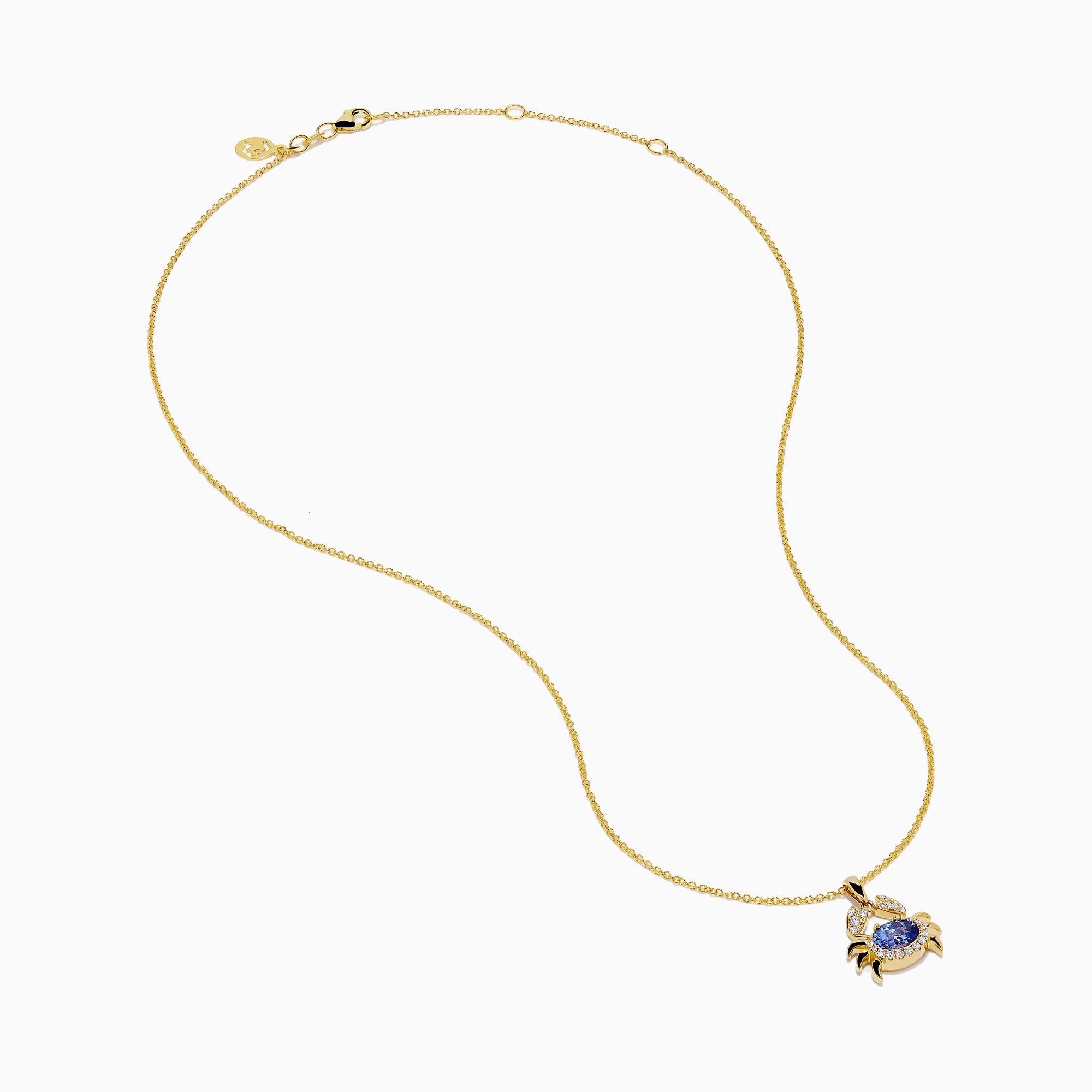 14K Yellow Gold Tanzanite and Diamond Crab Pendant