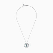 14K White Gold Blue and White Diamond Openwork Wave Pendant