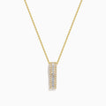 The D'Oro 14K Yellow Gold Diamond Pendant features a vertical rectangular design set with two rows of sparkling white diamonds, shown on a plain white background.