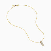 The D'Oro 14K Yellow Gold Diamond Pendant features a vertical rectangular design set with two rows of sparkling white diamonds, shown on a plain white background.