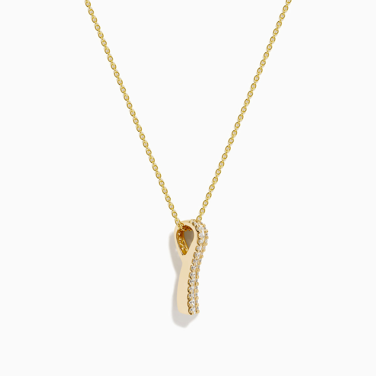 The D'Oro 14K Yellow Gold Diamond Pendant features a vertical rectangular design set with two rows of sparkling white diamonds, shown on a plain white background.