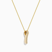 The D'Oro 14K Yellow Gold Diamond Pendant features a vertical rectangular design set with two rows of sparkling white diamonds, shown on a plain white background.