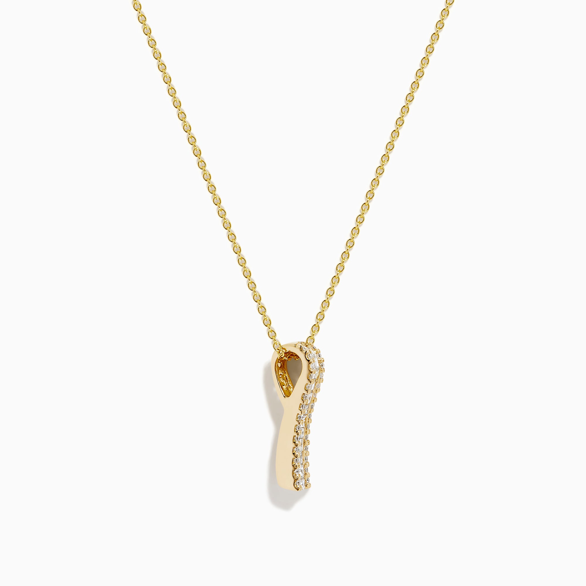 The D'Oro 14K Yellow Gold Diamond Pendant features a vertical rectangular design set with two rows of sparkling white diamonds, shown on a plain white background.
