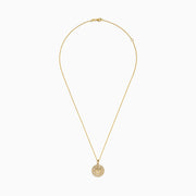 14K yellow gold diamond compass pendant featuring a round medallion with star design and sparkling diamonds around the edge, suspended on a delicate gold chain—a radiant look inspired by the Effy Pendant.