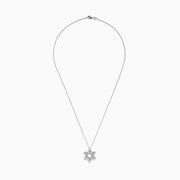 The Novelty 14K White Gold Diamond Star of David Pendant features a sparkling design and is shown against a plain white background.