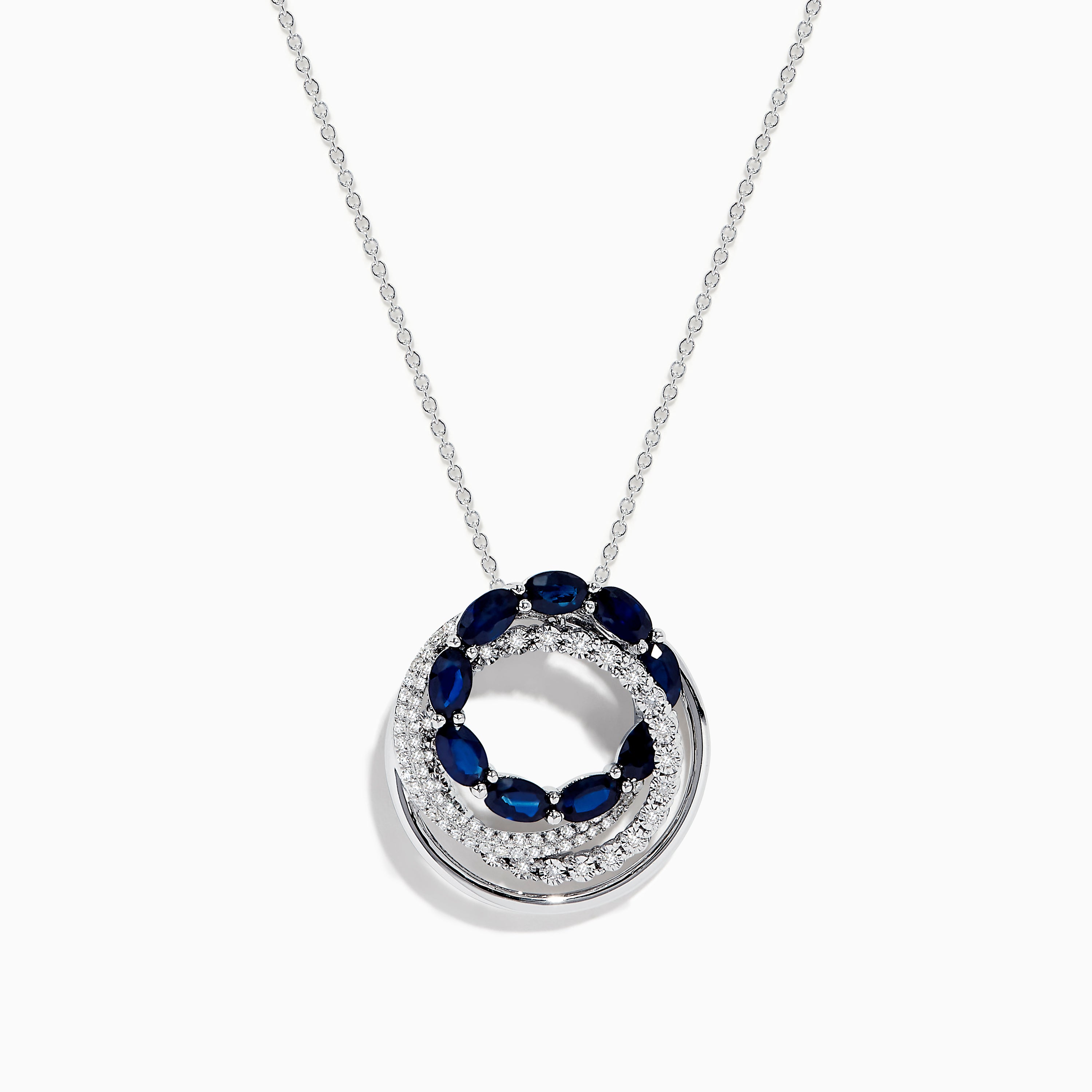 Effy Royale Bleu 14K White Gold Sapphire & Diamond Crossover Pendant