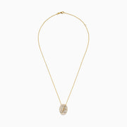 The Doro 14K Yellow Gold Diamond Crossover Pendant (1.03 TCW) features overlapping bands set with sparkling diamonds, elegantly crafted on a gold chain.