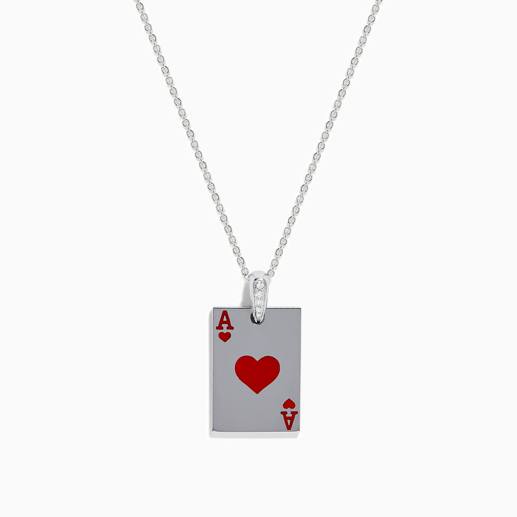 Effy Casino 14K White Gold Diamond Hearts Suit Card Pendant