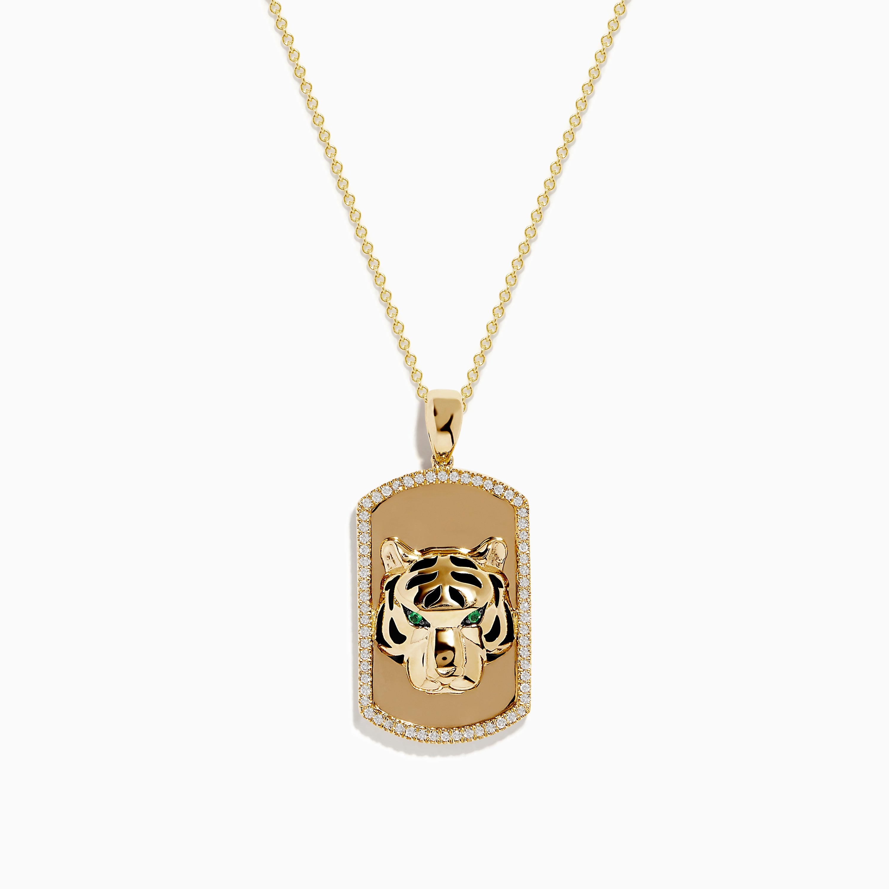 Effy Safari 14K Yellow Gold Emerald and Diamond Panther Pendant