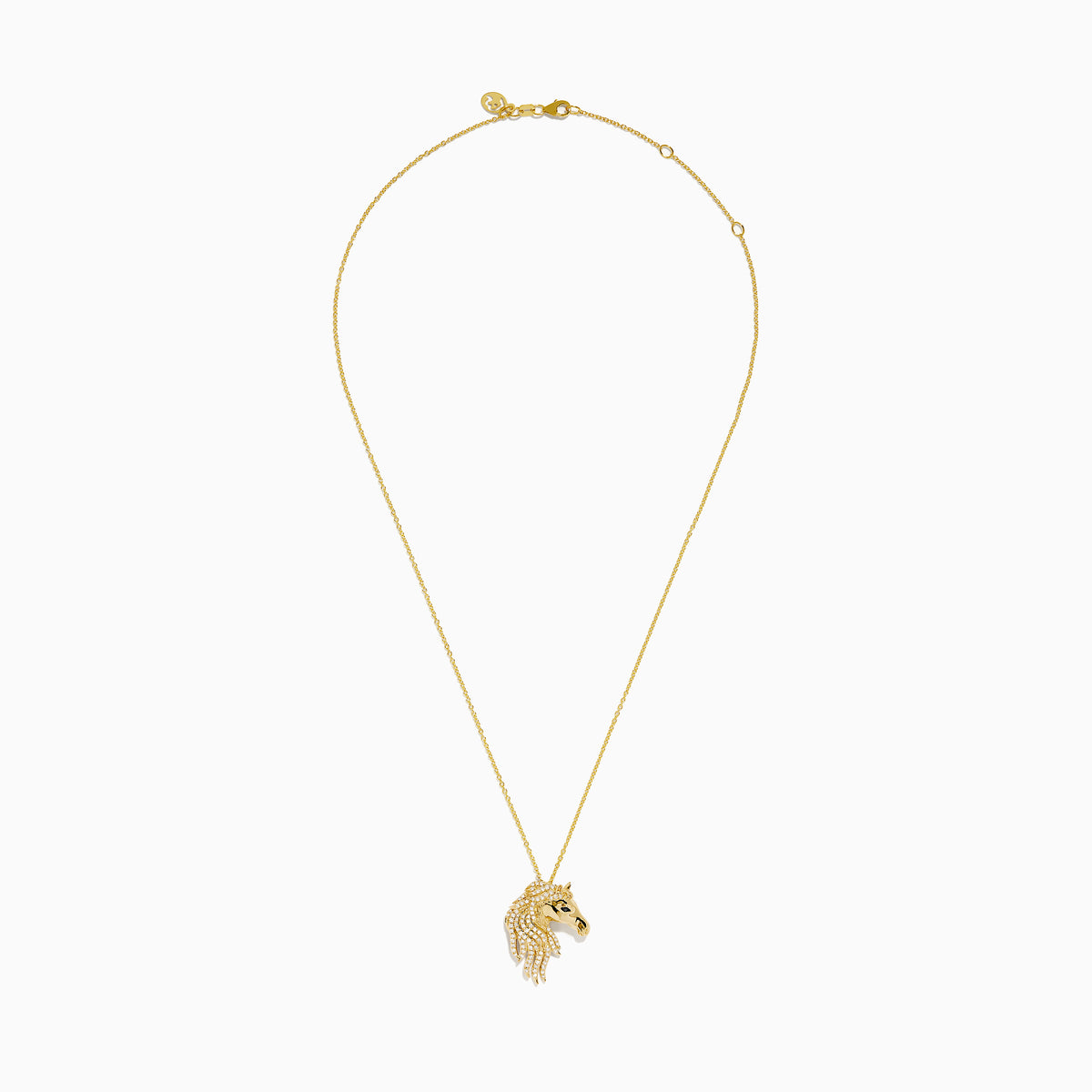 Safari 14K Yellow Gold Diamond, Black Diamond Horse Pendant necklace shown against a plain white background.
