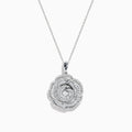 The Nature 14K White Gold Diamond Flower Pendant features multiple small diamonds in a floral design, set against a plain white background.