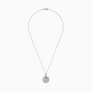 The Nature 14K White Gold Diamond Flower Pendant features multiple small diamonds in a floral design, set against a plain white background.