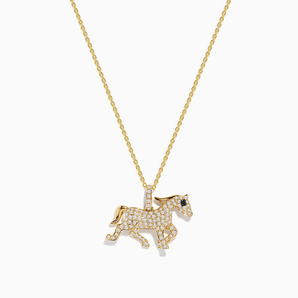 Safari 14K Yellow Gold and Diamond Horse Pendant – effyjewelry.com