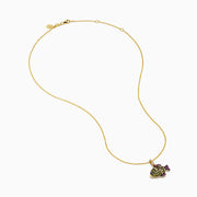 The 14K Yellow Gold Multi Sapphire and Diamond Tropical Fish Pendant features diamond accents, vibrant sapphires, a blue sapphire eye, pink fins, and a loop for attaching to your favorite chain.