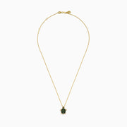 14K Yellow Gold Tsavorite, Yellow Sapphire, and Diamond Turtle Pendant necklace with gemstone accents, shown on a white background.