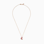 The Seaside 14K Rose Gold Pink Sapphire and Diamond Crab Pendant features a sparkling diamond crab, accented with red, white, and pink sapphires on a delicate chain.