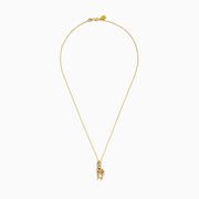 The Safari 14K Yellow Gold Multi Sapphire and Diamond Giraffe Pendant features colorful sapphires and diamonds on a gold giraffe, suspended from a delicate chain.