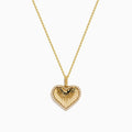 The Novelty 14K Yellow Gold Diamond Heart Pendant features a sunburst diamond design with a sparkling border, shown on a plain white background. A unique addition to any jewelry collection.