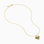 The Novelty 14K Yellow Gold Diamond Heart Pendant features a sunburst diamond design with a sparkling border, shown on a plain white background. A unique addition to any jewelry collection.
