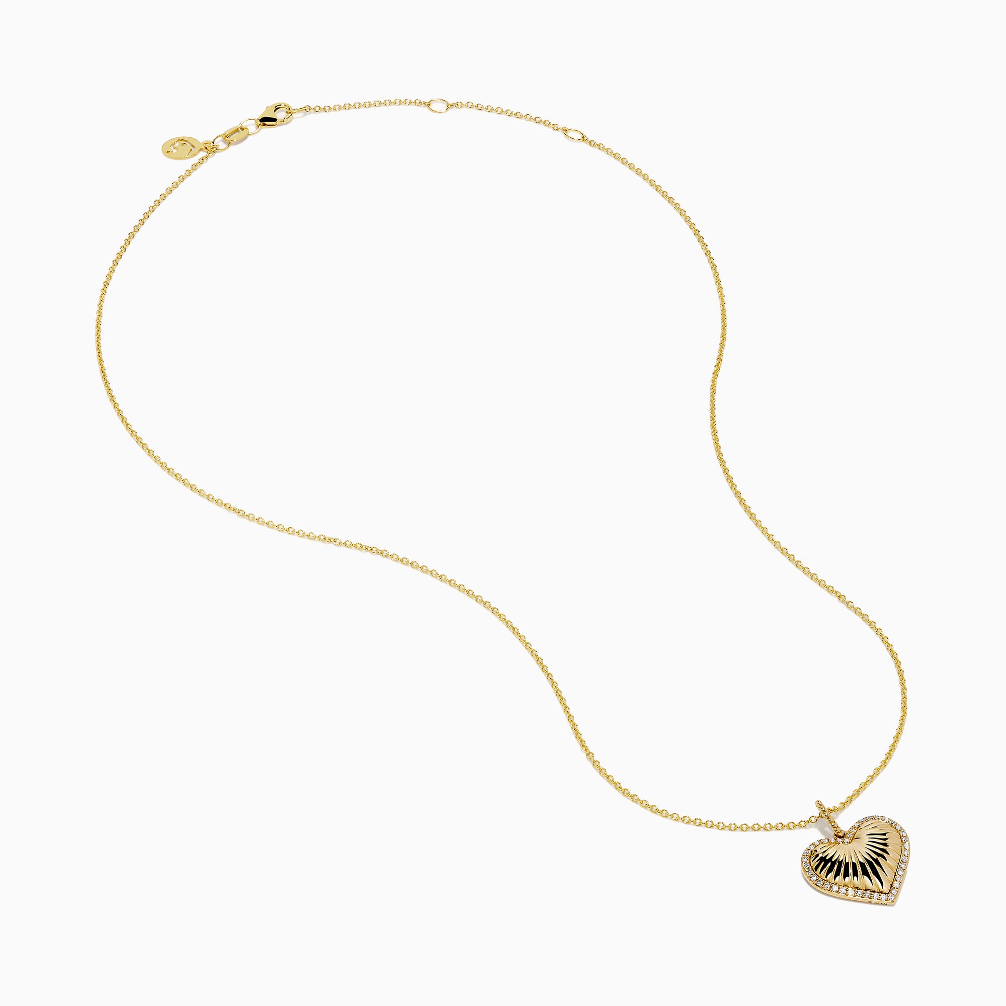 The Novelty 14K Yellow Gold Diamond Heart Pendant features a sunburst diamond design with a sparkling border, shown on a plain white background. A unique addition to any jewelry collection.