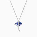 The Seaside 925 Silver Tanzanite and Diamond Stingray Pendant features a stingray design set with blue tanzanite and sparkling white diamonds.