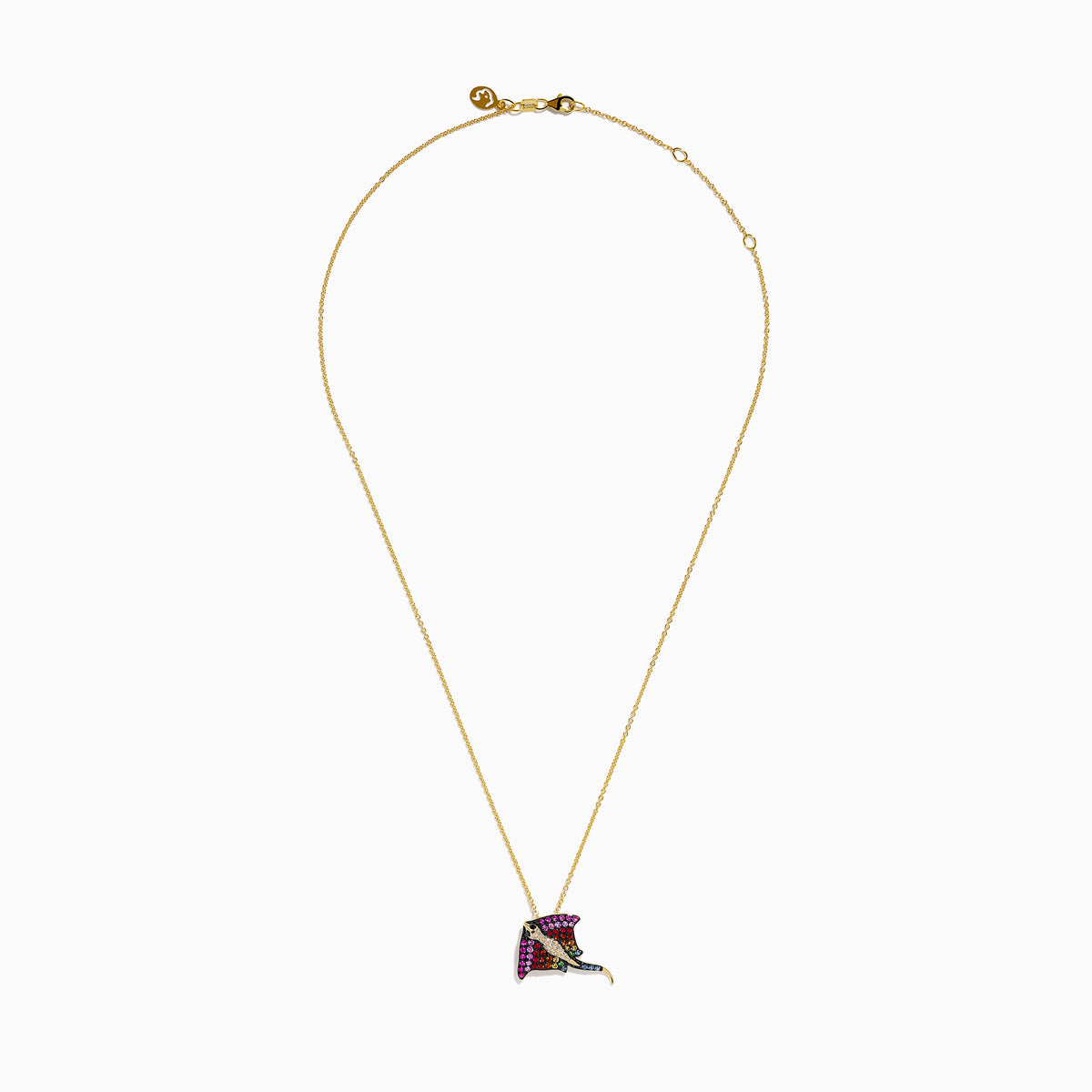 Watercolors 14K Yellow Gold Multi Sapphire, Tsavorite and Diamond Stingray Pendant