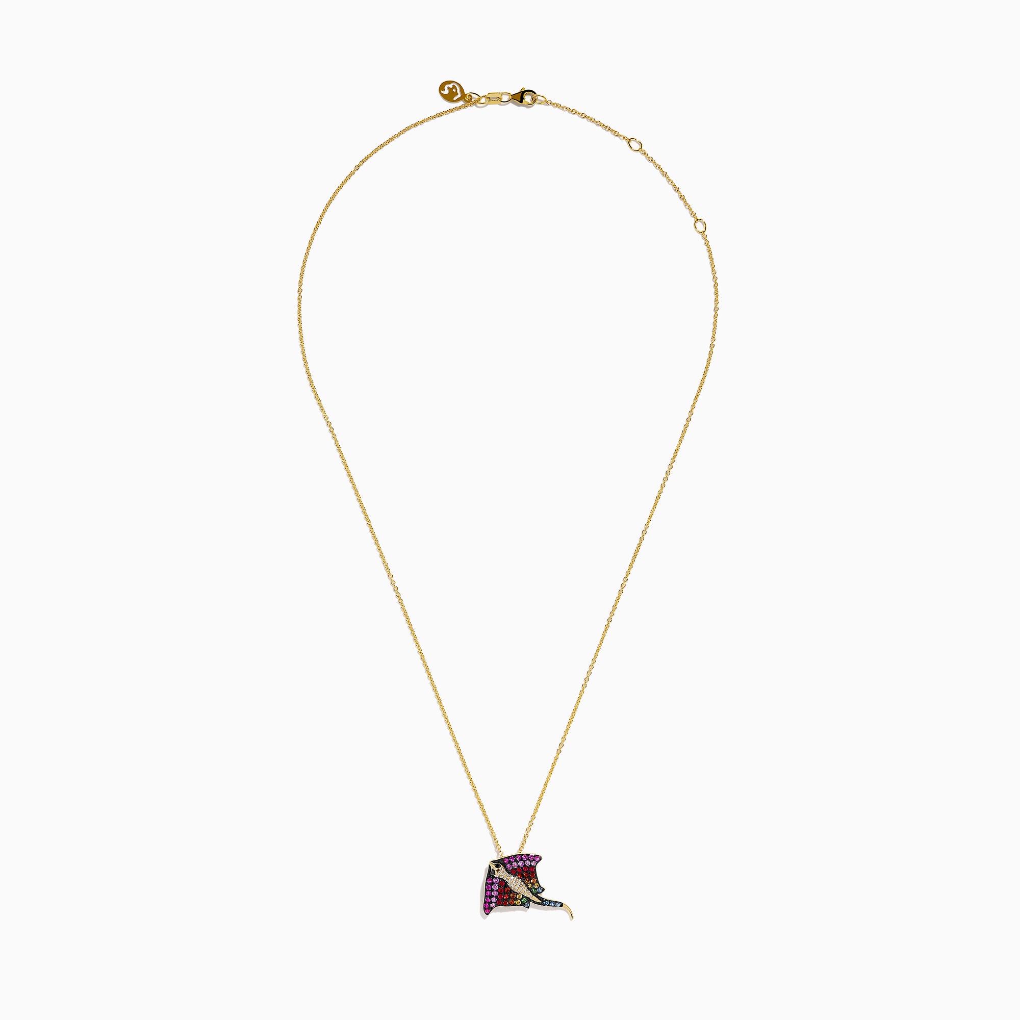 Watercolors 14K Yellow Gold Multi Sapphire, Tsavorite and Diamond Stingray Pendant