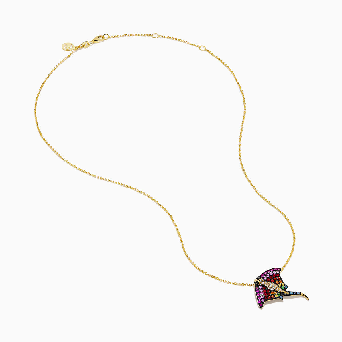 Watercolors 14K Yellow Gold Multi Sapphire, Tsavorite and Diamond Stingray Pendant