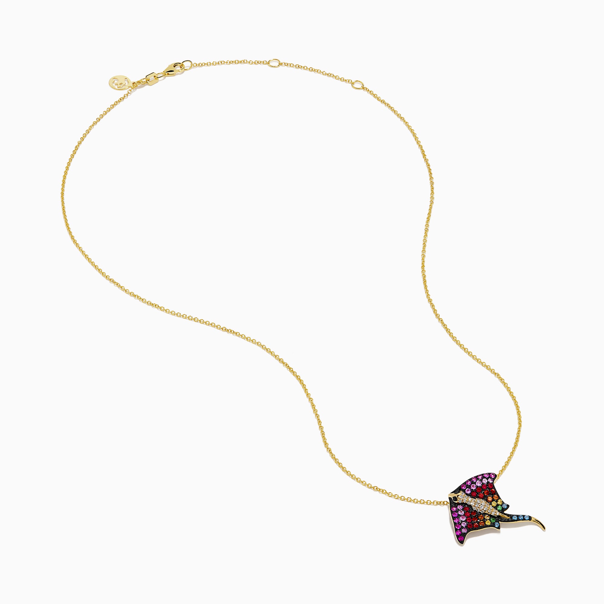 Watercolors 14K Yellow Gold Multi Sapphire, Tsavorite and Diamond Stingray Pendant