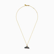 Watercolors 14K Yellow Gold Multi Sapphire and Diamond Whale Tail Pendant