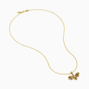 The Watercolors 14K Yellow Gold Multi Sapphire and Diamond Bee Pendant features a bee-shaped design with colorful sapphires on the wings and diamonds on the body, shown against a plain white background.