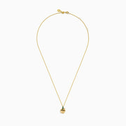 The Nature 14K Yellow Gold Tsavorite and Diamond Apple Pendant features a chain, apple-shaped pendant with a tsavorite green leaf and diamond detail above the apple, displayed on a white background.