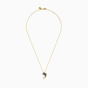 The Watercolors 14K Yellow Gold Multi Sapphire and Diamond Dolphin Pendant features a yellow gold chain and a dolphin adorned with multicolored sapphires on the body and diamonds on the fins and tail.