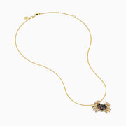 Watercolors 14K Yellow Gold Multi Sapphire and Diamond Crab Pendant
