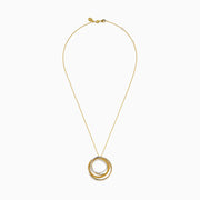 14K two-Tone Gold Yellow and White Diamond Interlocking Circle Pendant