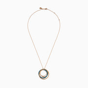 14K Rose Gold Blue and White Diamond Interlocking Circle Pendant
