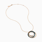 14K Rose Gold Blue and White Diamond Interlocking Circle Pendant