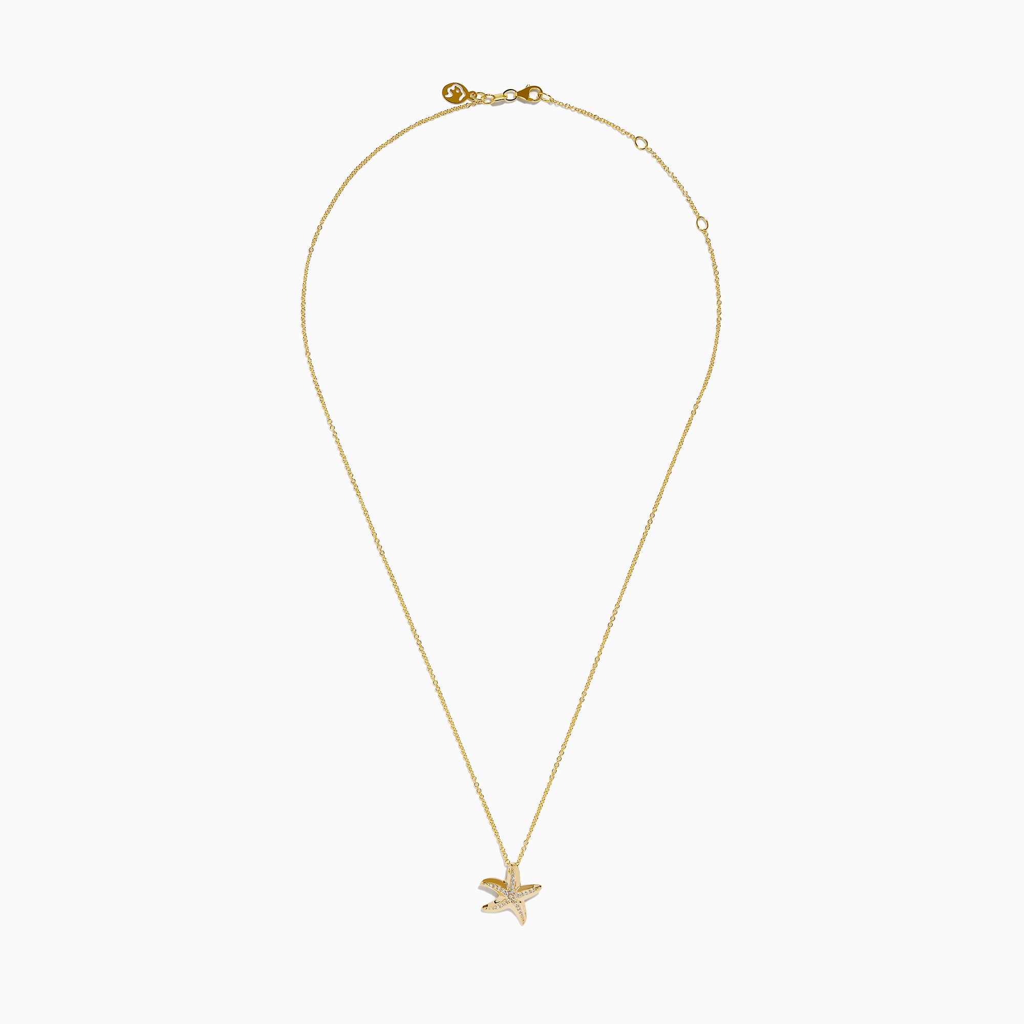 14K Yellow Gold Diamond Starfish Pendant