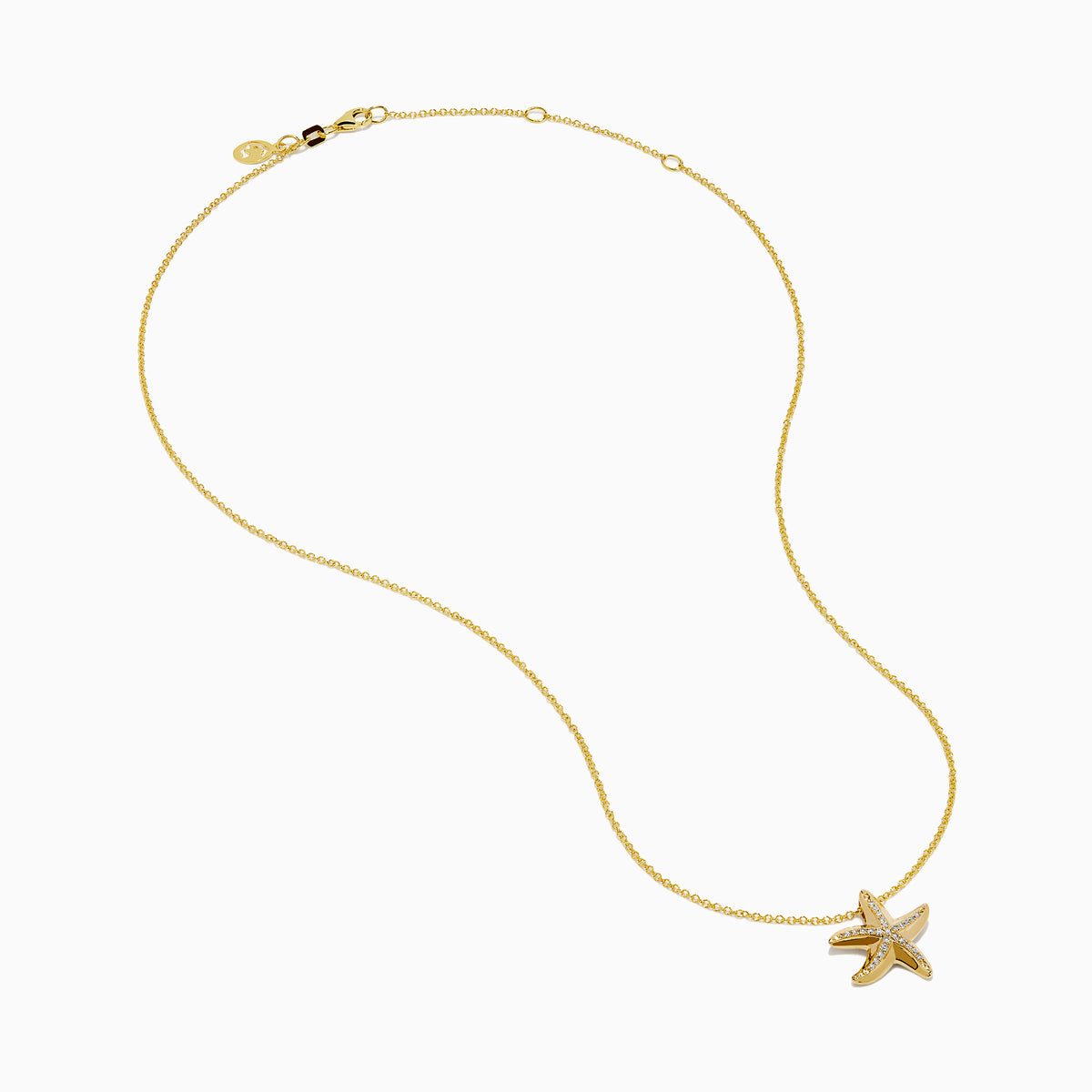 14K Yellow Gold Diamond Starfish Pendant