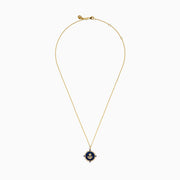 14K Yellow Gold Blue Sapphire and Diamond Anchor Medallion Pendant