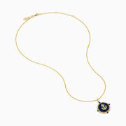 14K Yellow Gold Blue Sapphire and Diamond Anchor Medallion Pendant