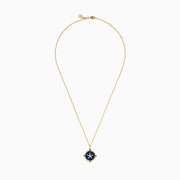 14K Yellow Gold Blue Sapphire and Diamond Starfish Medallion Pendant
